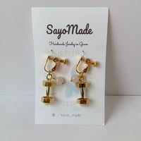 スポーツアクセサリー　ダンベル　イヤリング　ゴールド
