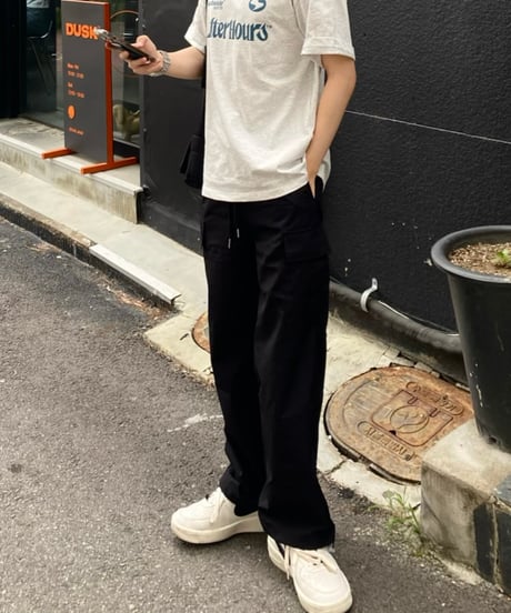 minimal nylon cargo pants