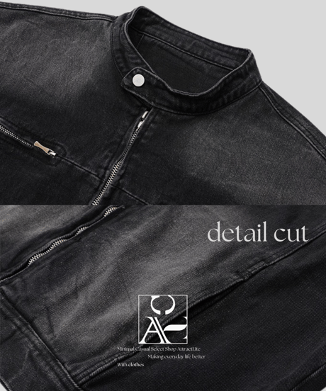 Western round denim jacket