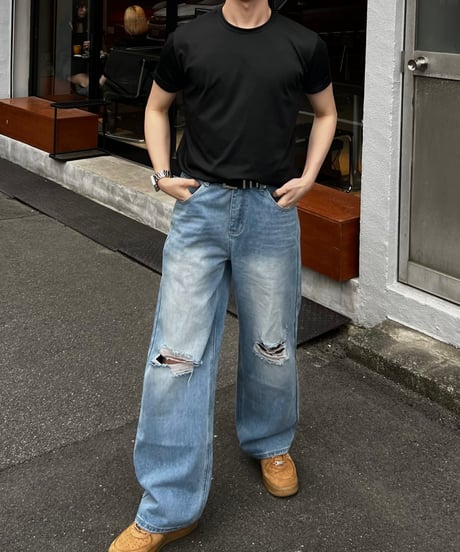 Damage slick denim