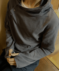 (3color)finhole botton hoodie