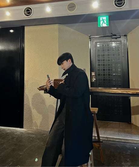 (送料無料)2way High-Neck Black Coat