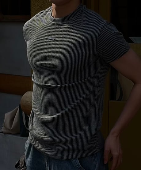 （premiumselect）Ribbed Tencel Muscle-Fit Knit Tee