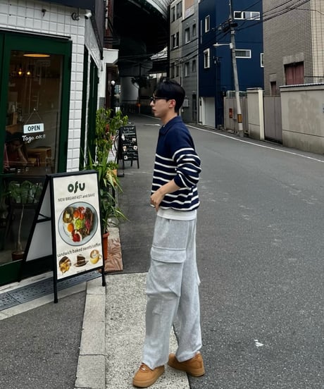 Border harf zip knit