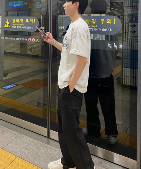minimal nylon cargo pants