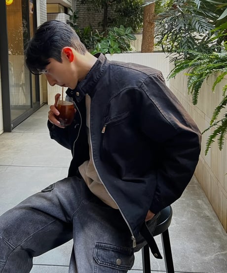 (premium select)round slit biker jacket