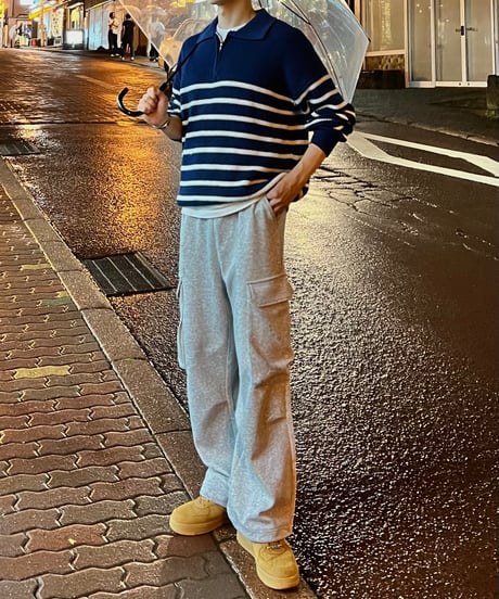 Border harf zip knit