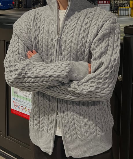 Fisherman knit zipup