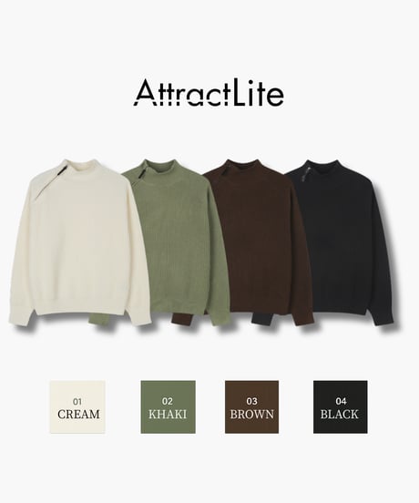 (premium select)+4cm middle neck zipper knit