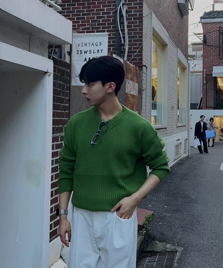 (2color)over v knit