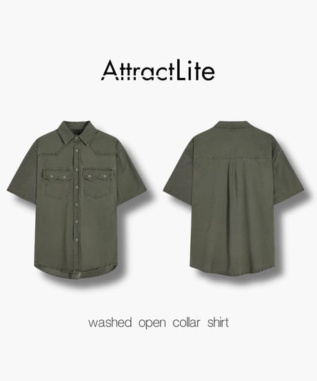 washed open collar shirt