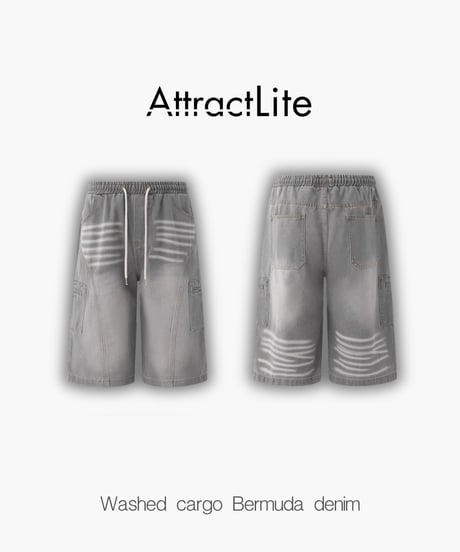 Washed cargo Bermuda denim