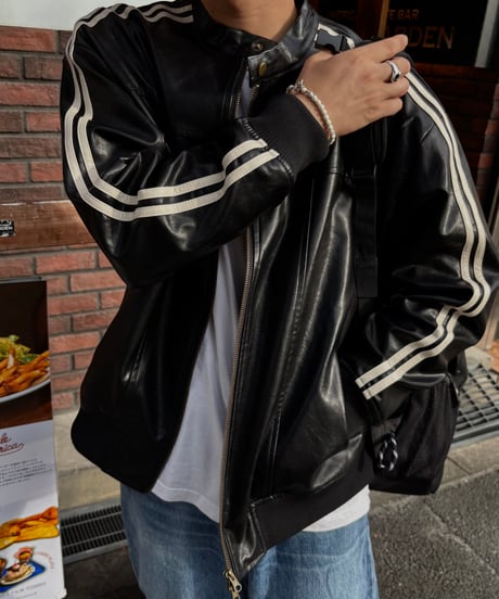 Line leather jacket