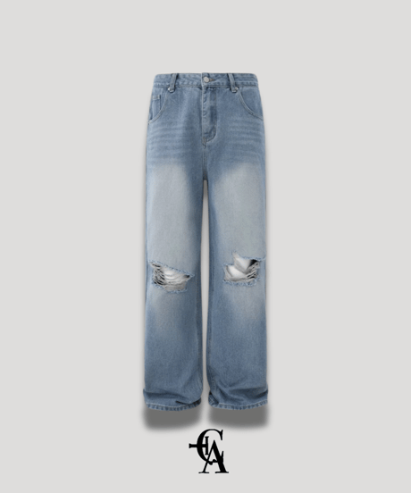 Damage slick denim