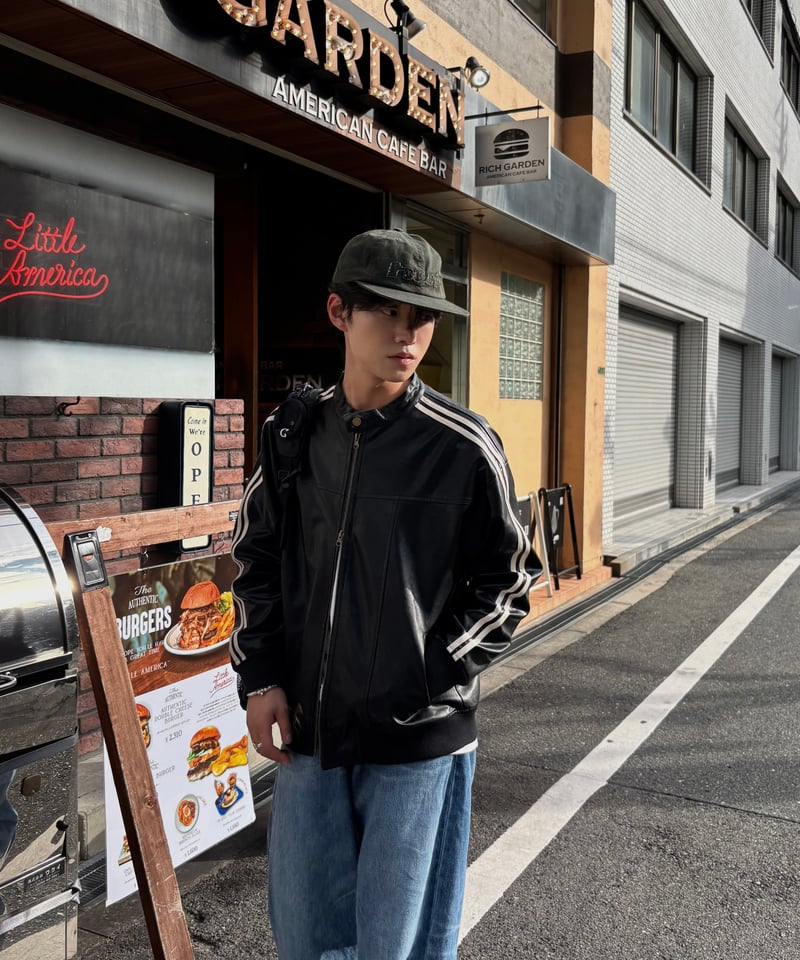 Line leather jacket | 韓国現地メンズカジュアルAttract Lite