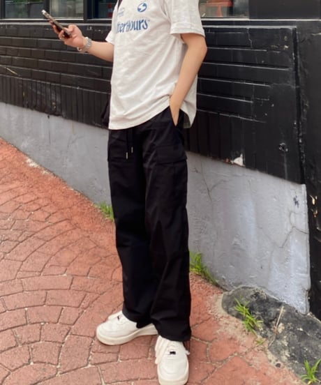 minimal nylon cargo pants