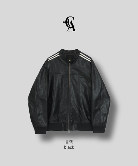 Line leather jacket