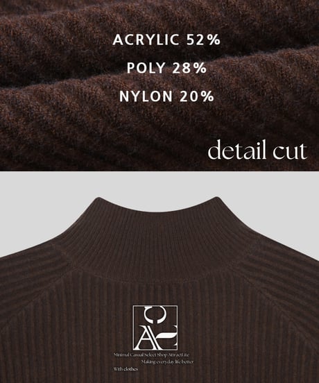 (premium select)+4cm middle neck zipper knit