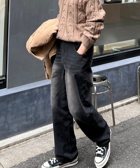 Wide wash up denim