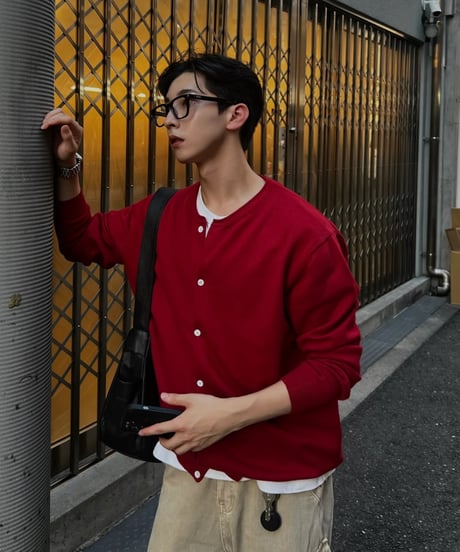 Burgundy round cardigan