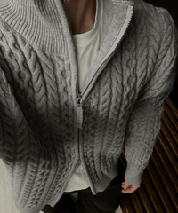 Fisherman knit zipup