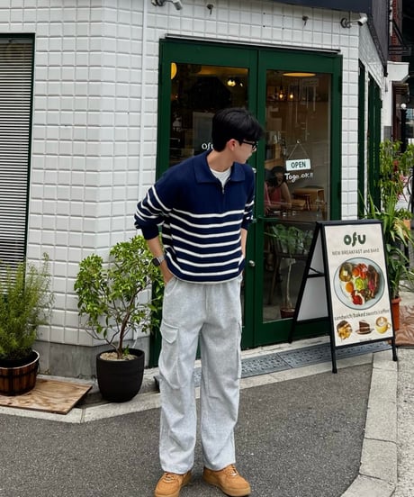 Border harf zip knit