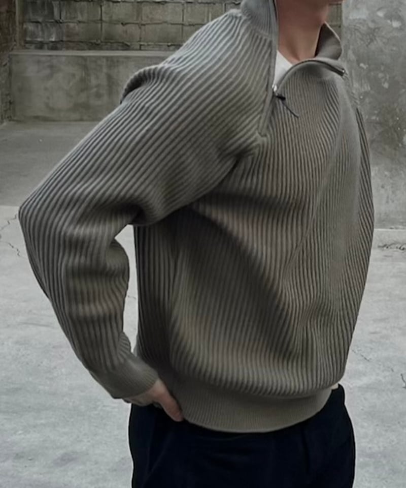 premium select)+4cm middle neck zipper knit |