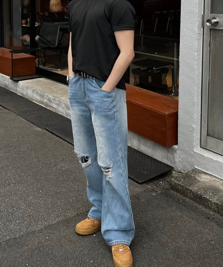 Damage slick denim