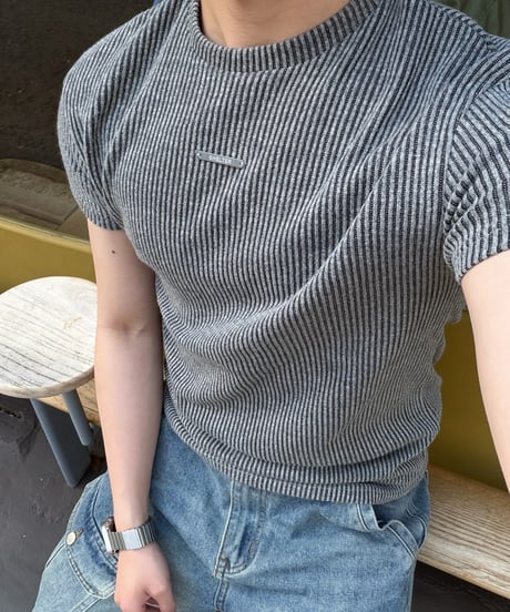 （premiumselect）Ribbed Tencel Muscle-Fit Knit Tee