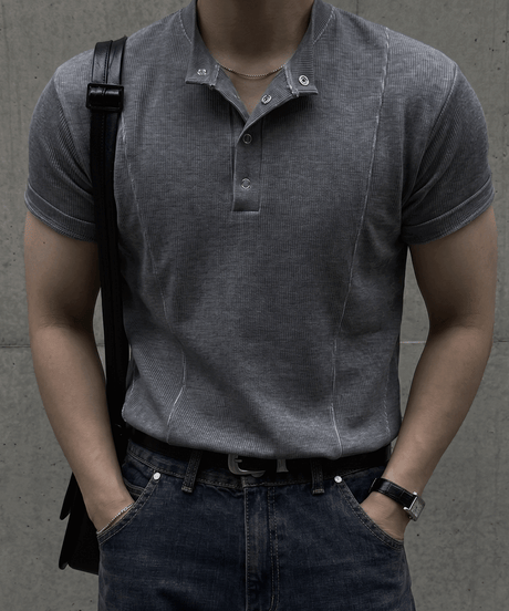 Henley neck stretch T
