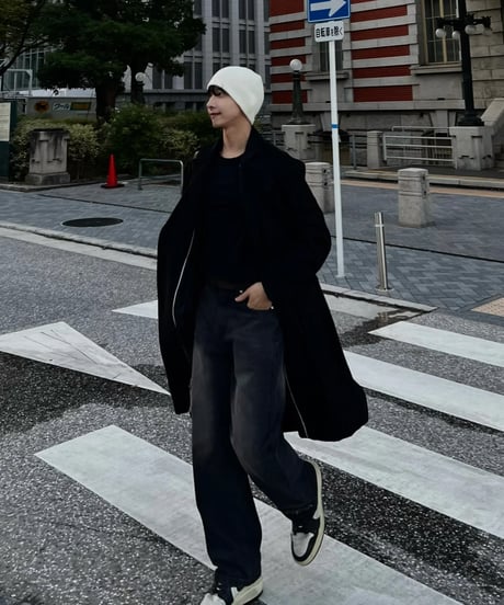 (送料無料)2way High-Neck Black Coat