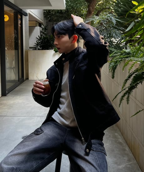 (premium select)round slit biker jacket