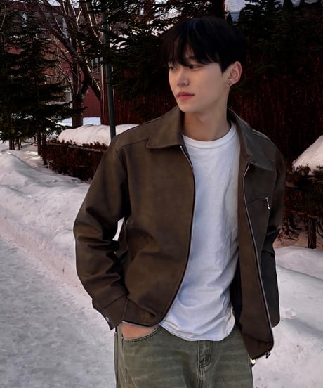 Grac zipper leather jacket