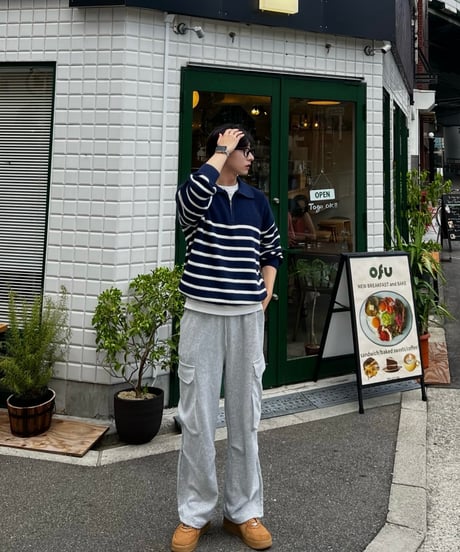 Border harf zip knit