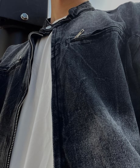 Western round denim jacket