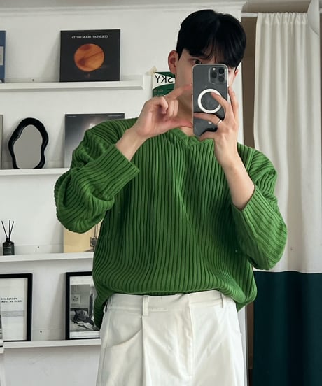 (2color)over v knit