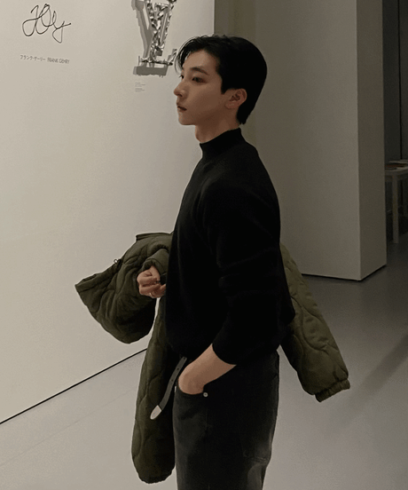 (2color)Muscle T neck knit