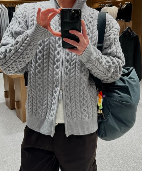 Fisherman knit zipup