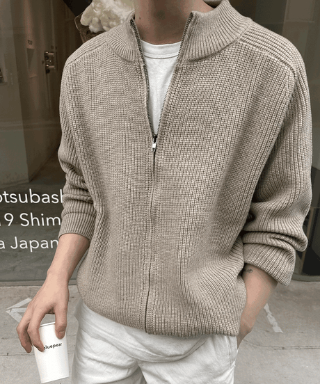 cable zipup knit