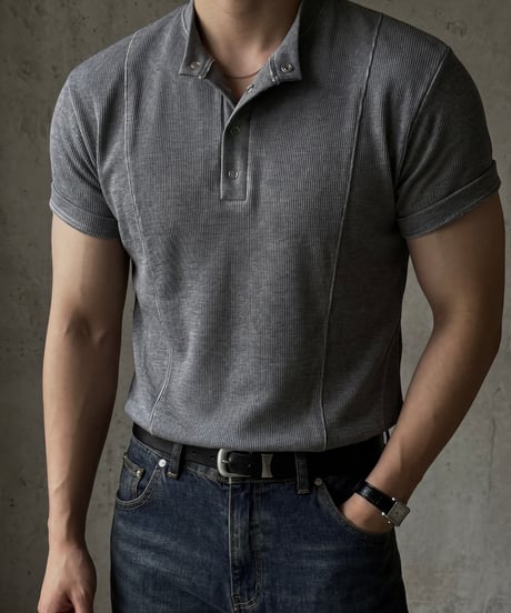 Henley neck stretch T