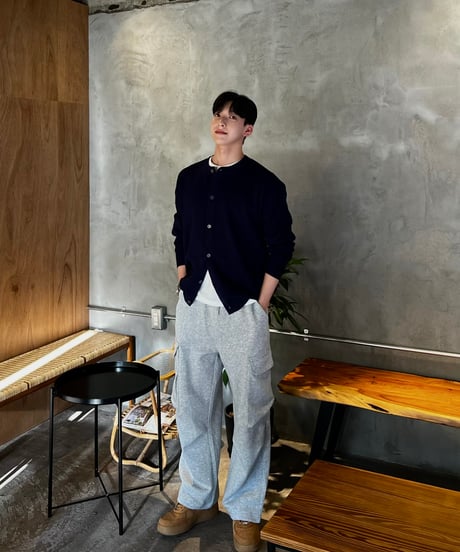 (4color)minimal  thick cardigan