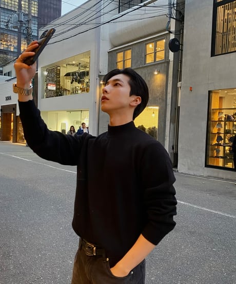 (2color)Muscle T neck knit