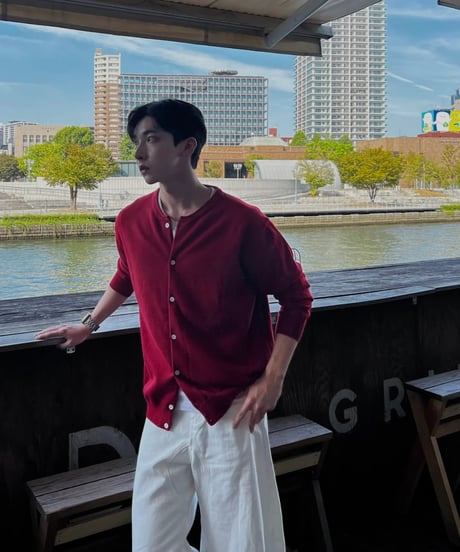 Burgundy round cardigan