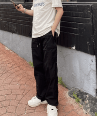 minimal nylon cargo pants