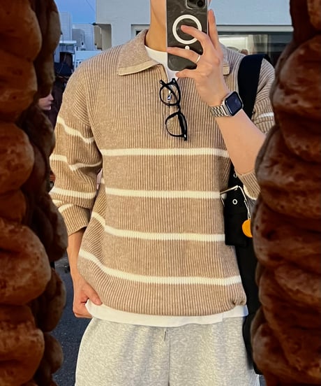 camel harfzip knit