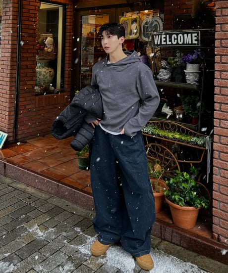 (3color)finhole botton hoodie