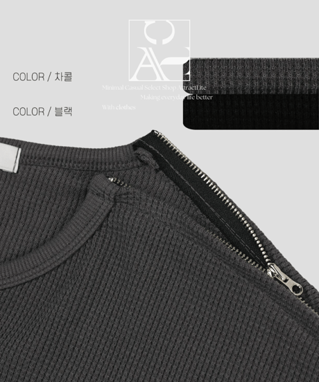 (premium select)Waffle Shoulder Zip-up T