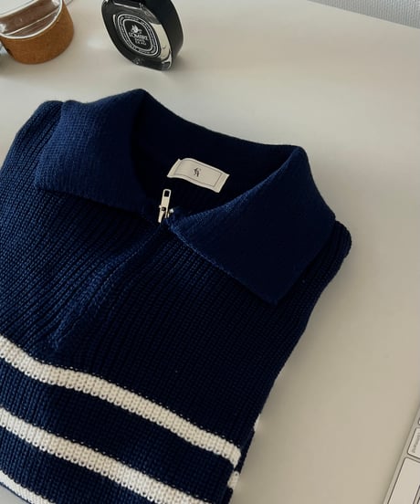 Border harf zip knit