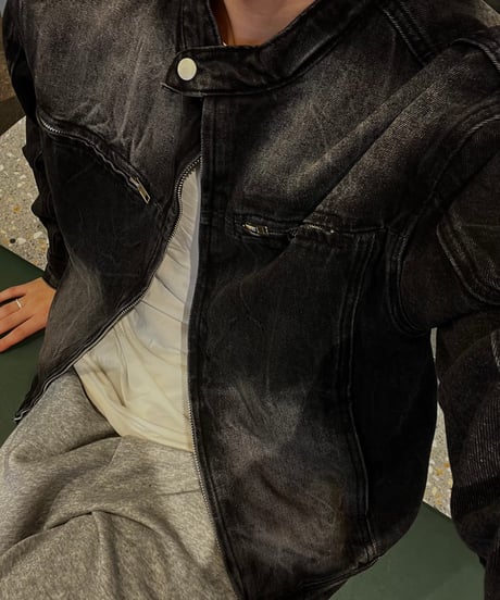 Western round denim jacket