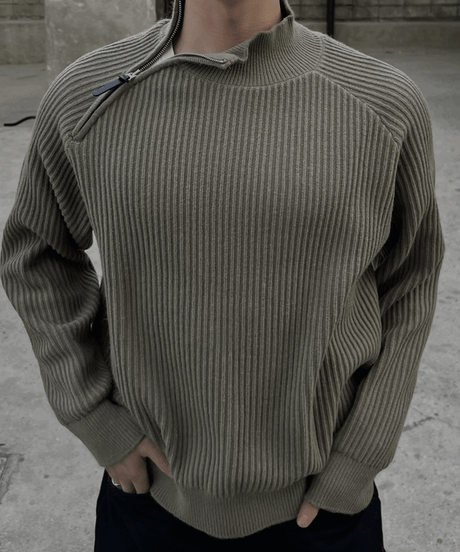 (premium select)+4cm middle neck zipper knit